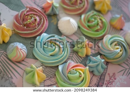 Sweet and colorful handmade meringue pavlova
