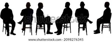  group of silhouette of the same man sitting various poses