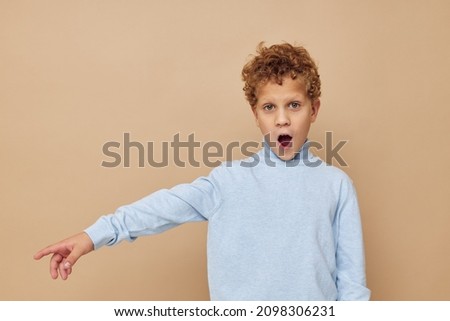 curly boy children's style fashion emotions isolated background