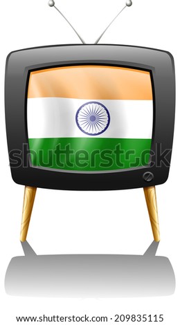 Illustration of a television with the flag of India on a white background
