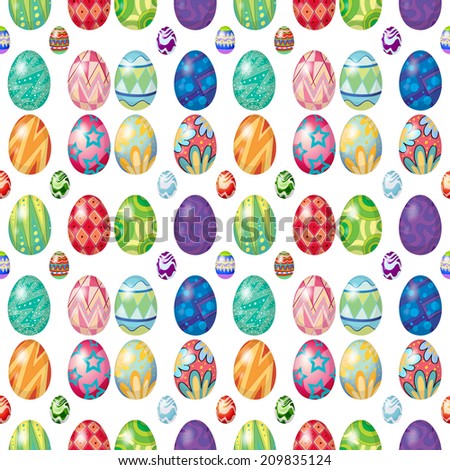 Illustration of the seamless design with Easter eggs on a white background