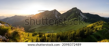 Sunset on the mountain, Sonntagshorn, Heutal, Unken, Pinzgau, Salzburger Land, Austria Royalty-Free Stock Photo #2098372489