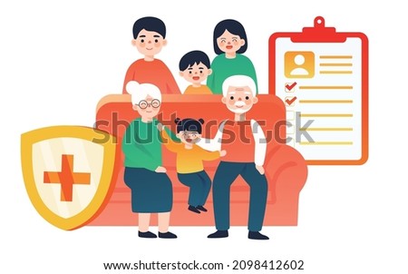 Family health insurance insurance illustration family security guard guarantee poster Royalty-Free Stock Photo #2098412602