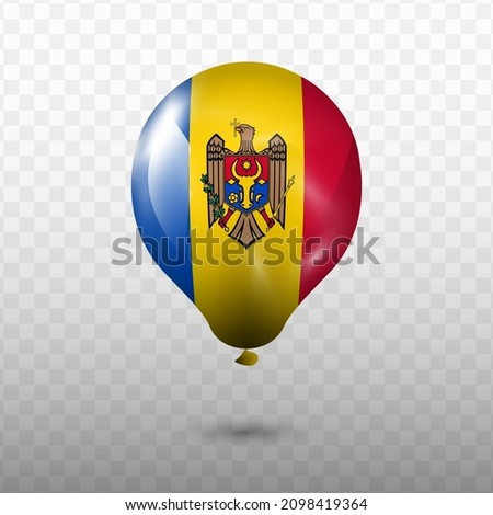 Balloon Flag of Moldova with transparent background (PNG), Vector Illustration.