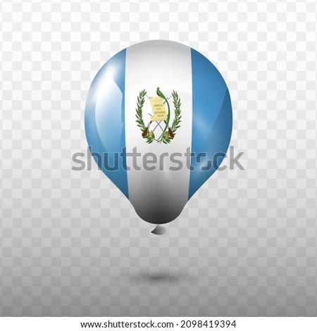 Balloon Flag of Guatemala with transparent background (PNG), Vector Illustration.