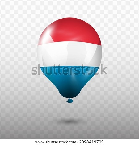 Balloon Flag of Luxembourg with transparent background (PNG), Vector Illustration.