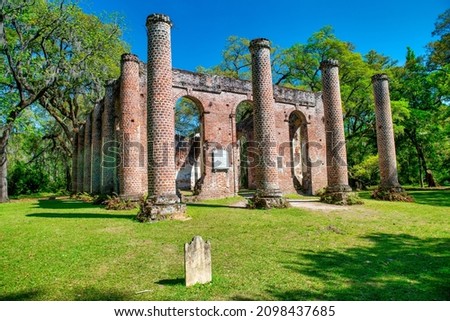 Old Sheldon Church ruins, South Carolina Royalty-Free Stock Photo #2098437685
