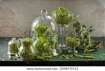 still life with green peas