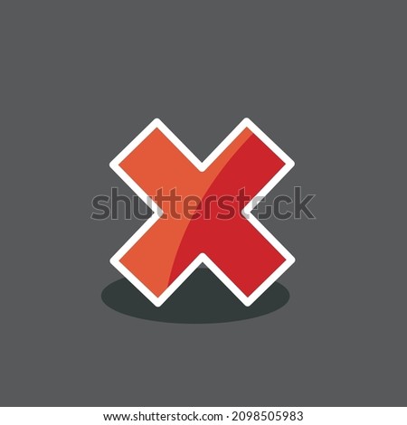 Cross icon for games, applications. Cute cartoon buttons design. Isolated vector.