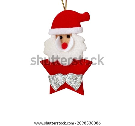 Christmas Santa toy for Christmas tree isolated on white background