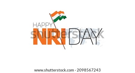 Creative Template Design Non-Resident Indian Day. Editable Illustration of World Map and Indian Flag. Royalty-Free Stock Photo #2098567243
