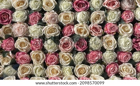 Flowers buds top. Roses background for decorate wedding ceremony
