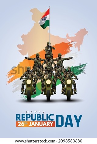 vector illustration of Indian army with flag for Happy Republic Day of India	 Royalty-Free Stock Photo #2098580680