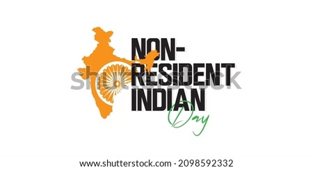 Conceptual Banner Design for Non-Resident Indian Day. Editable Illustration of Indian Map. Royalty-Free Stock Photo #2098592332