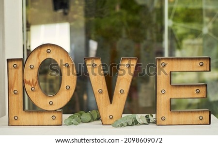 decoration with letters forming the word love