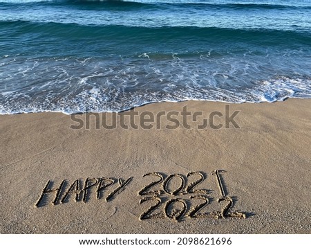 New Year 2022 is coming concept on 
Beach, the next year of the tiger

