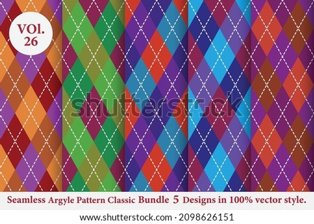 Argyle classic Pattern vector Bundle 5 designs Vol.26,Fabric texture background