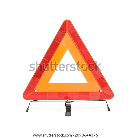 Red emergency stop sign isolated on white background Royalty-Free Stock Photo #2098644376