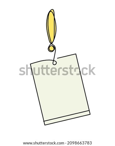 Abstract color paper with paper clip as line drawing on white as background. Vector