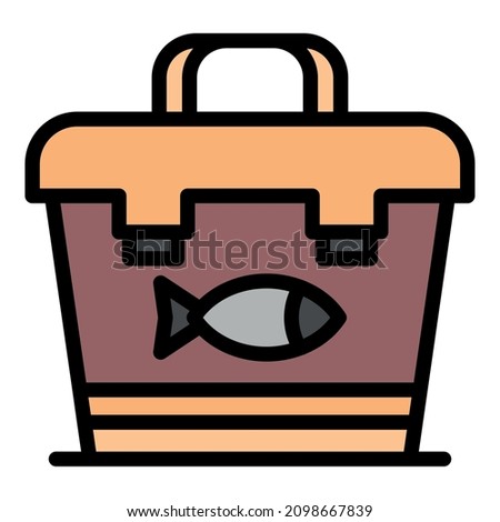 Fish ice bag icon. Outline fish ice bag vector icon color flat isolated
