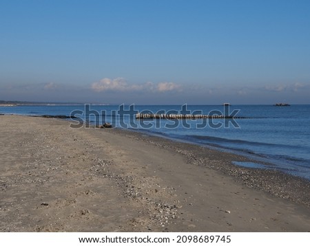 Northern Italy, Volano beach, Ferrara province. Sea in winter, the beach.