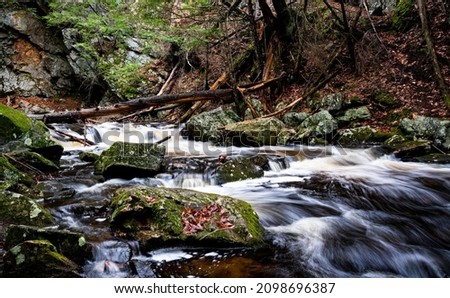 These are daytime long-exposure waterfall shots at Bear's Den in New Salem, MA. Beautiful spot perfect for family hiking! Royalty-Free Stock Photo #2098696387