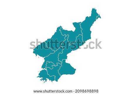 North Korea map vector, Abstract design vector illustration Eps 10. sea color palette color. High Detailed on white background.