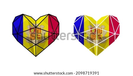 Bright modern heart in colors of national flag. National clip art. Andorra
