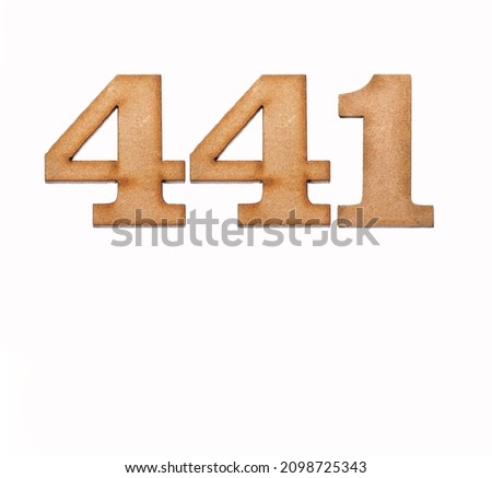 Number 441 - Piece of wood isolated on white background Royalty-Free Stock Photo #2098725343