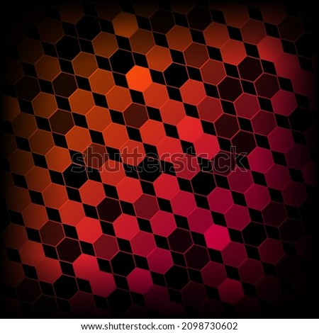 Abstract black-red background from hexagons.