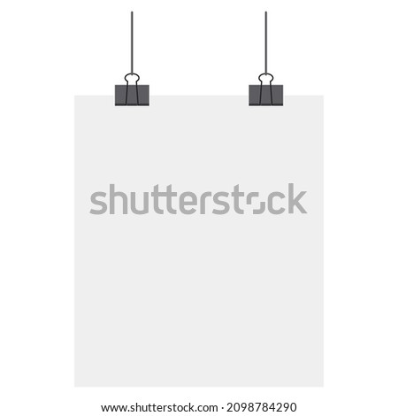 hanged paper with clips flat clipart vector illustration