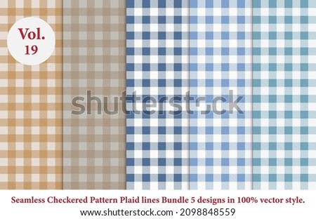 Plaid lines Pattern checkered Bundle 5 Designs Vol.19,Argyle vector,tartan,Tartan seamless fabric texture in retro style abstract

