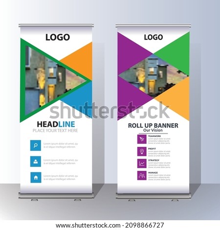 Rollup banner, brochure flyer banner design template vector, abstract background, modern x-banner design