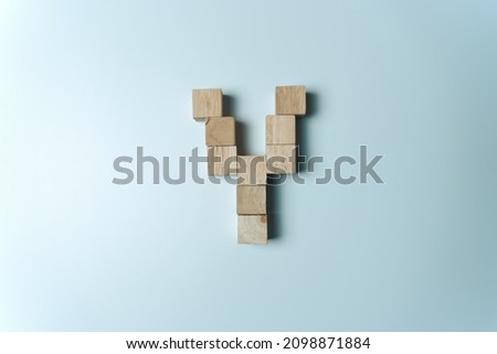 Letter Y from wooden dice White Background