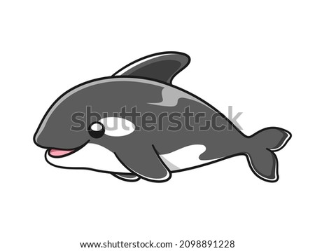 Cute Orca whale vector illustration. Killer whale cartoon clipart.