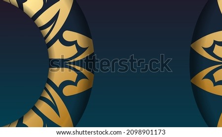 Gradient blue background with greek gold pattern and place for logo or text