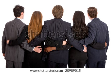 business team from the back isolated over a white background
