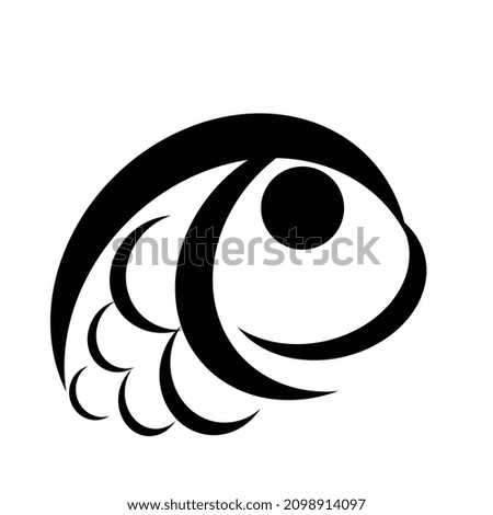 design illustration of a fish with black and white concept
