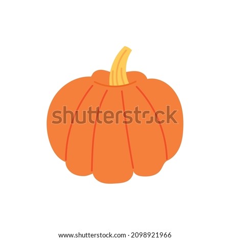 Autumn orange pumpkin hand drawn naive art