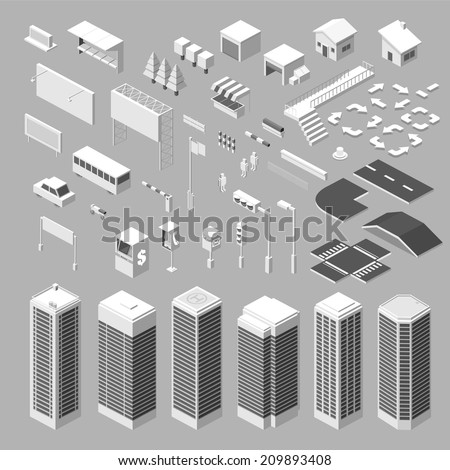 Isometric city map - vector Illustration