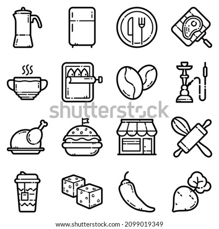 Food Set Flat Icon Set Isolated On White Background