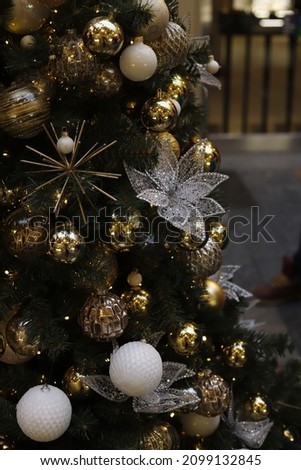 Christmas balls and decorations on the Christmas tree