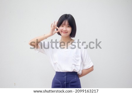 asia thai teen White t-shirt beautiful girl OK
