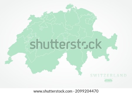Switzerland Map - World Map International vector template with High detailed including green color and white outline isolated on white background - Vector illustration eps 10