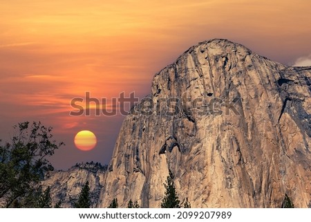 World famous rock climbing wall of El Capitan, Yosemite national park, California, usa Royalty-Free Stock Photo #2099207989