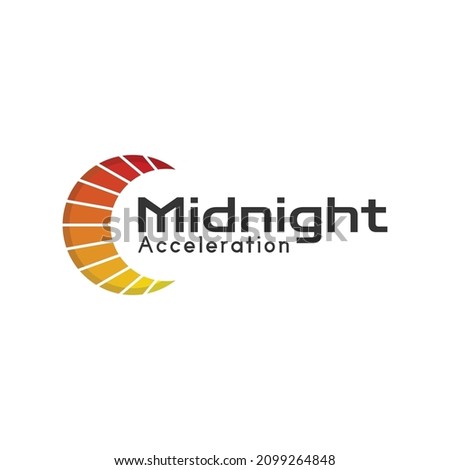Midnight circle logo design and  acceleration logo icon vector illustration