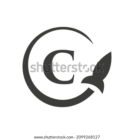Travel Logo On Letter C Concept. Letter C Travel Logo Vector Template
