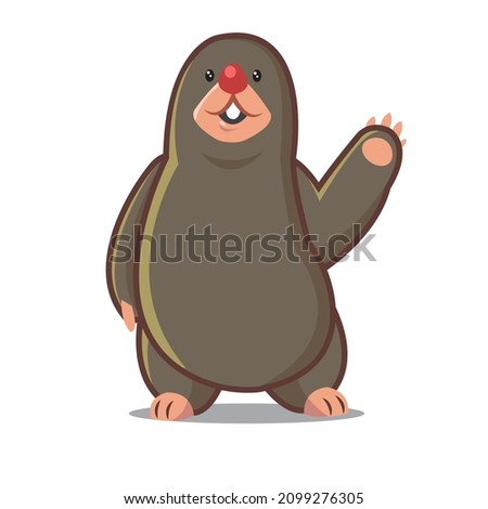 mole cute friendly say hi vector mascot illustratin 