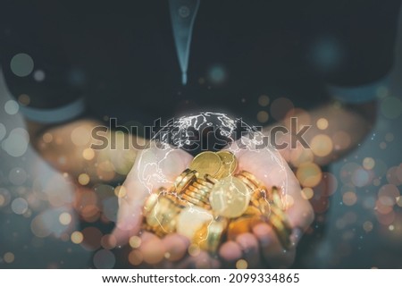 Row of gold coins for business finance background, money saving and account, bank finance. business concept