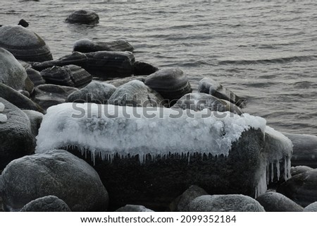 Icy Rocks at the Pier